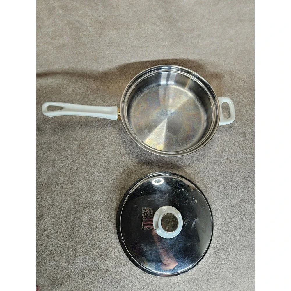 Health Craft 5 Ply Nicromium Surgical Steel 9.5” Pan With Lid Made In USA Heavy
